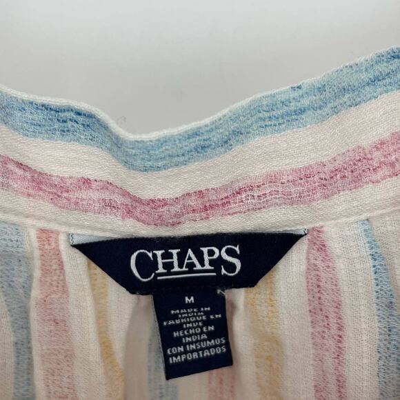 Chaps Pastel Stripe Ruffle Top Size Medium - Picture 5 of 5